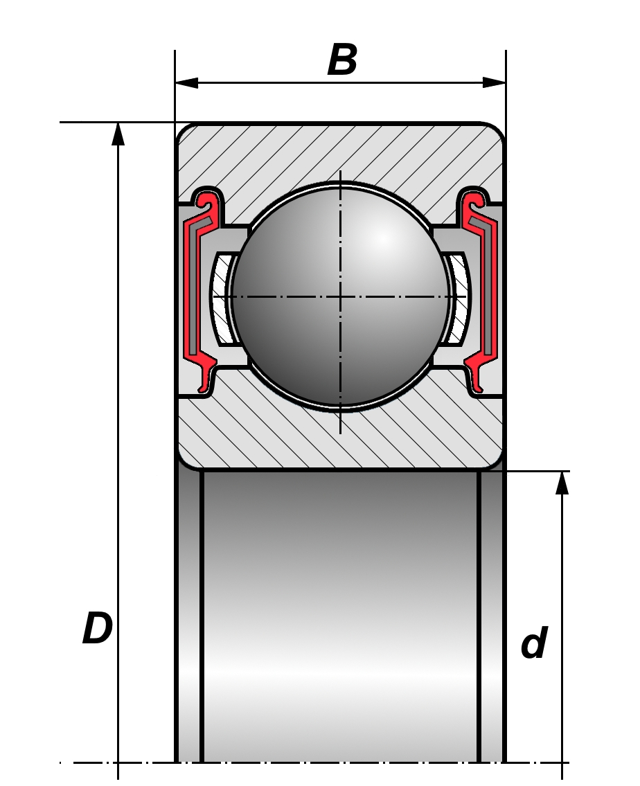 Шариковый радиальный однорядный подшипник чертеж